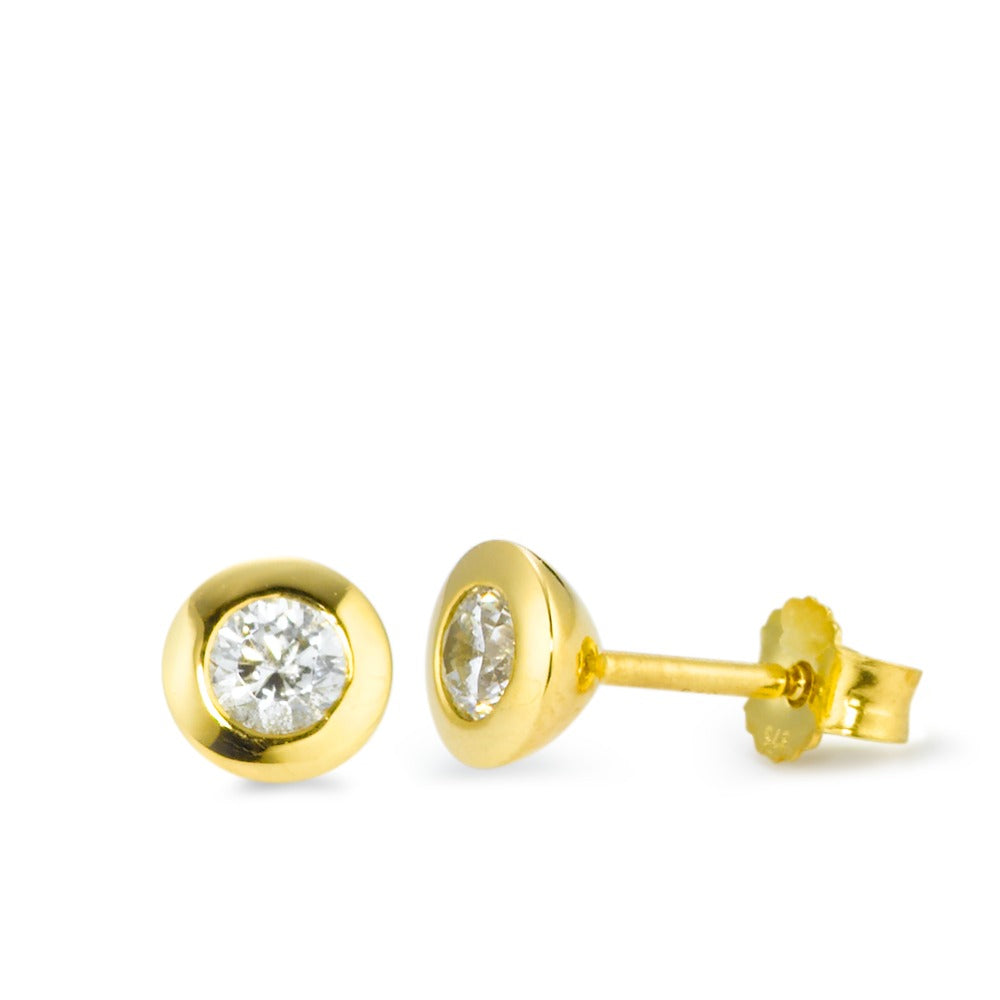 Orecchini a bottone Oro giallo 375/9K Zirconia 2 pietra Ø5.5 mm