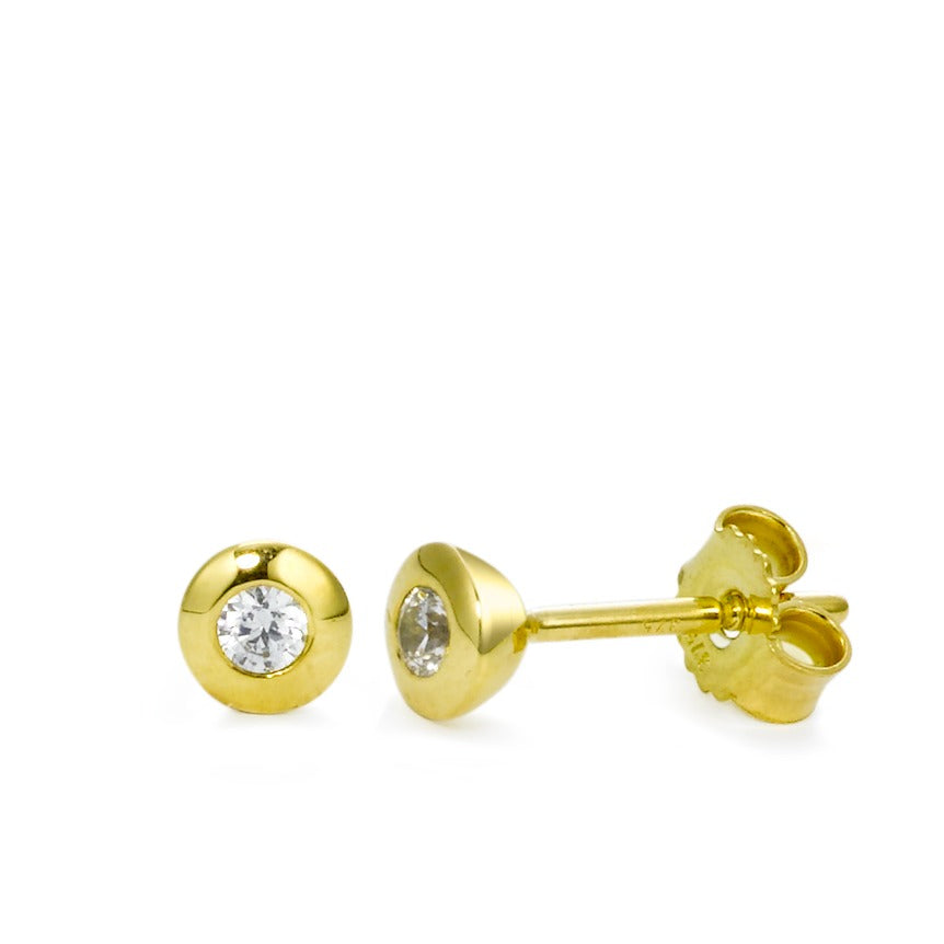 Clous d'oreilles Or jaune 9K Zircone 2 Pierres Ø4 mm