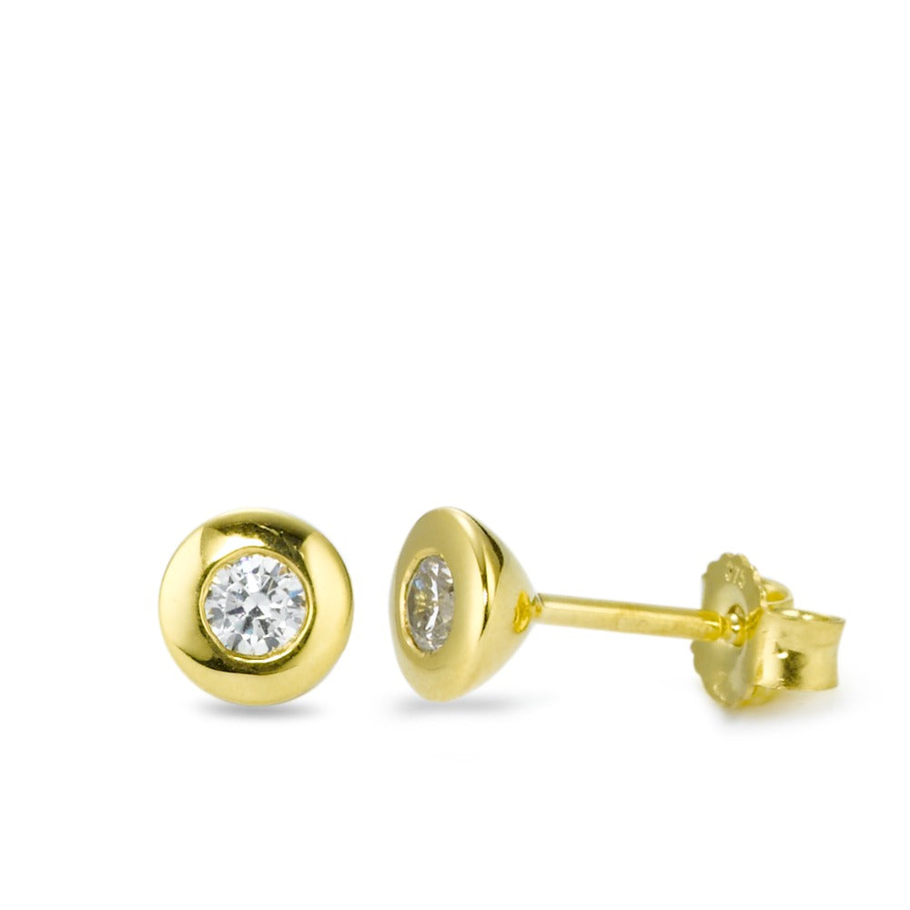 Clous d'oreilles Or jaune 9K Zircone 2 Pierres Ø5.5 mm