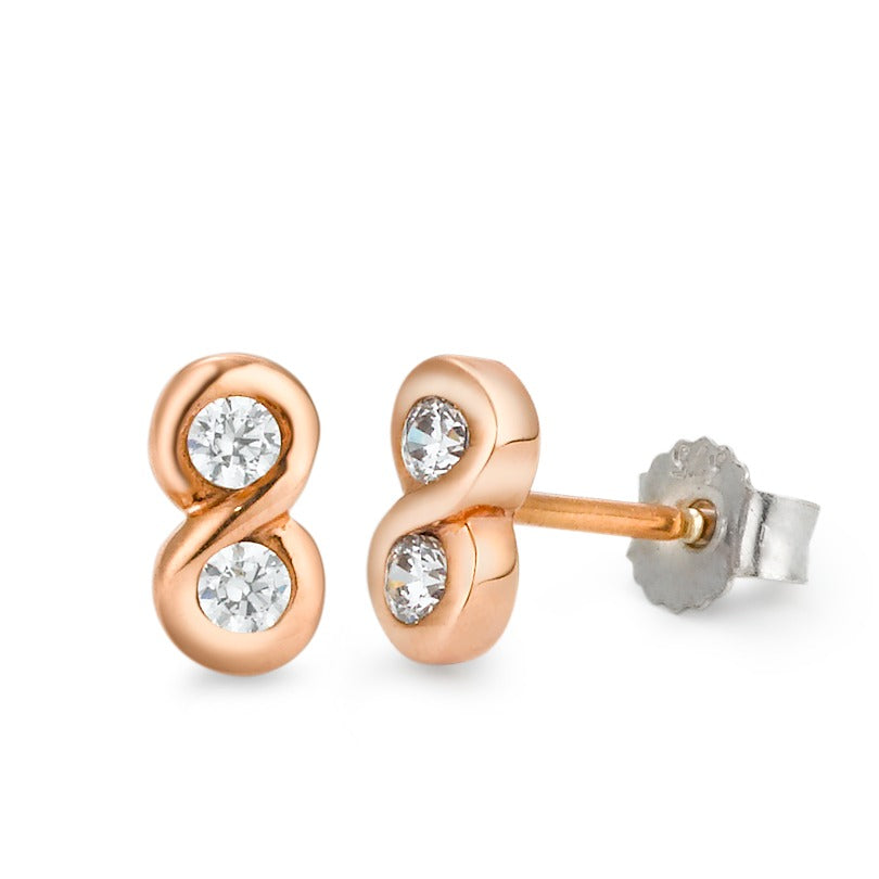 Orecchini a bottone Oro rosa 375/9k Zirconia 2 pietra