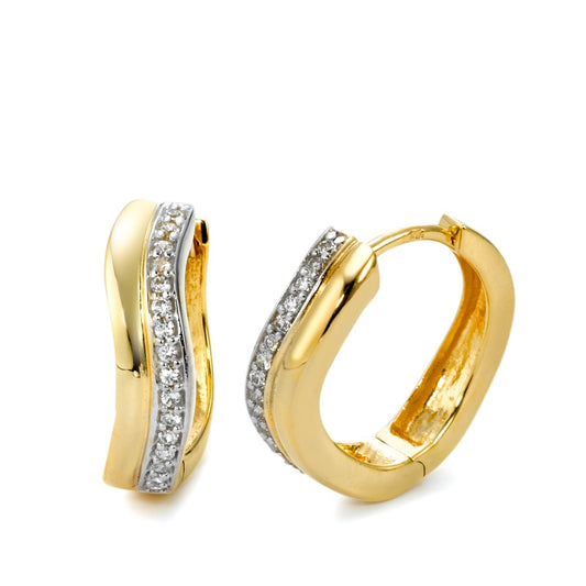 Klappcreolen 375/9 K Gelbgold, 375/9 K Weissgold Zirkonia 32 Steine