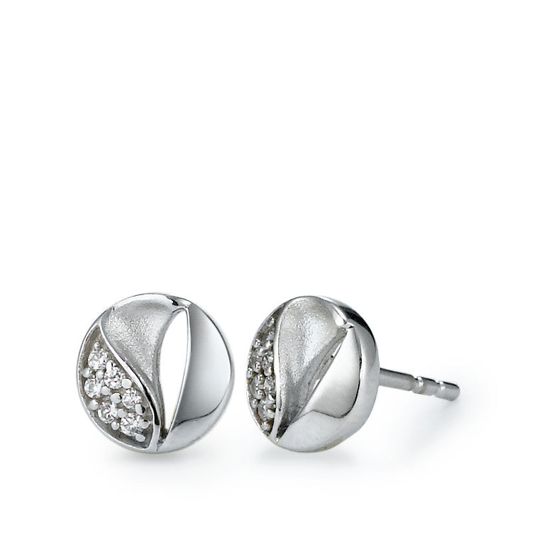 Clous d'oreilles Or blanc 9K Zircone Ø7 mm