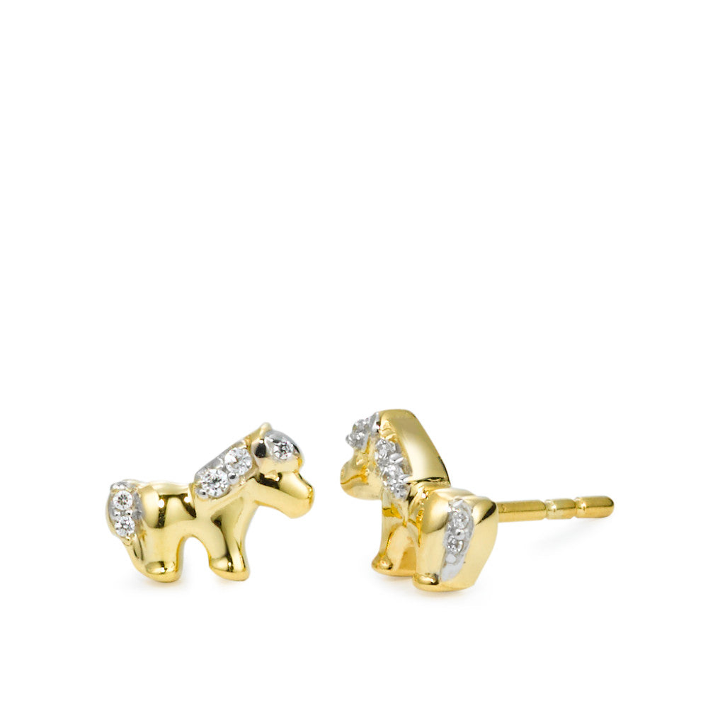 Orecchini a bottone Oro giallo 375/9K Zirconia 10 pietra Cavallo