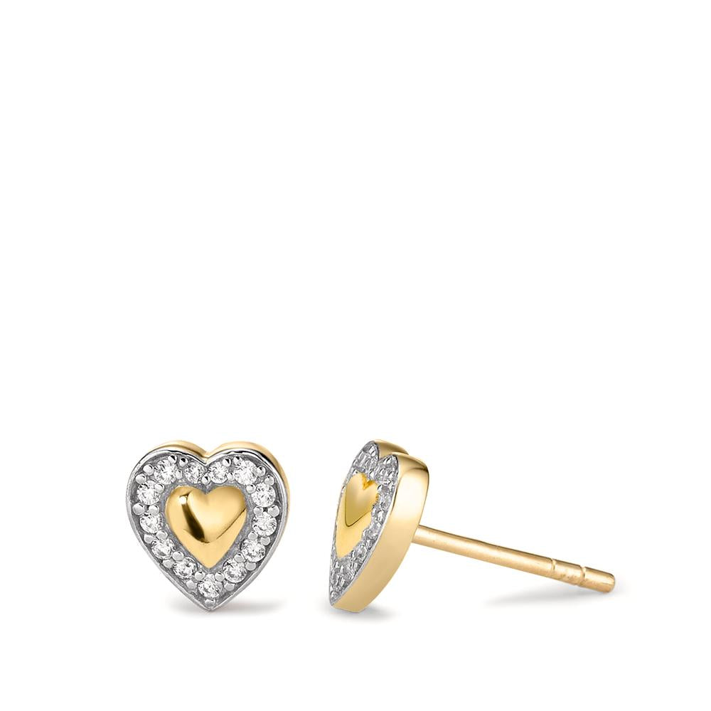 Orecchini a bottone Oro giallo 375/9K Zirconia Cuore Ø7 mm