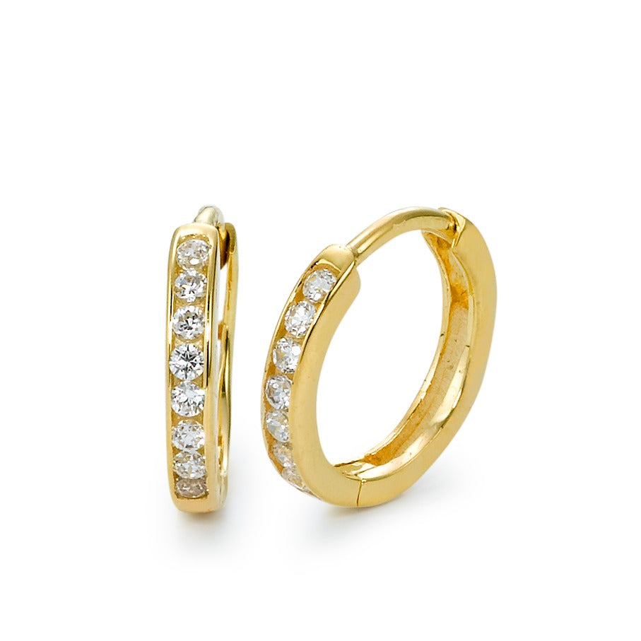 Orecchini circolari Oro giallo 375/9K Zirconia 16 pietra