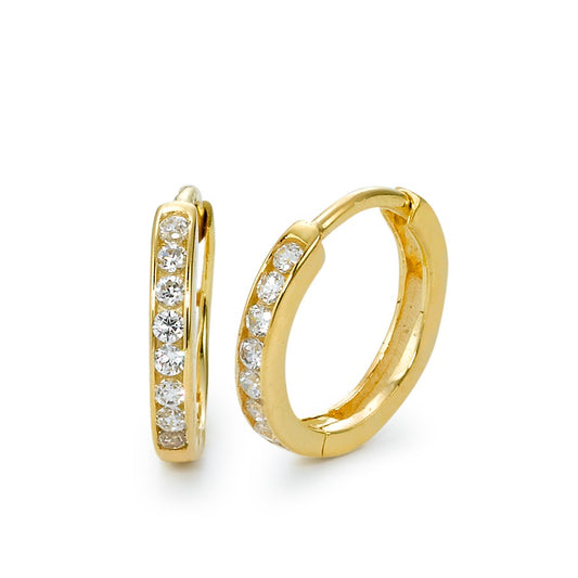 Orecchini circolari Oro giallo 375/9K Zirconia 16 pietra