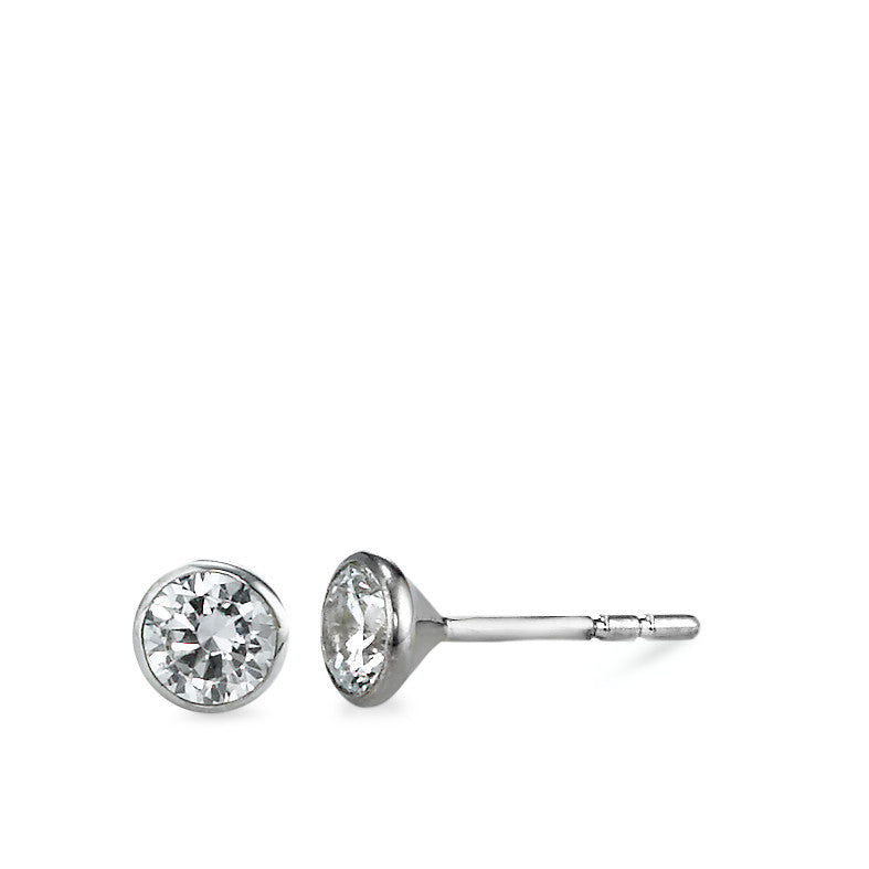 Clous d'oreilles Or blanc 9K Zircone 2 Pierres Ø4.5 mm