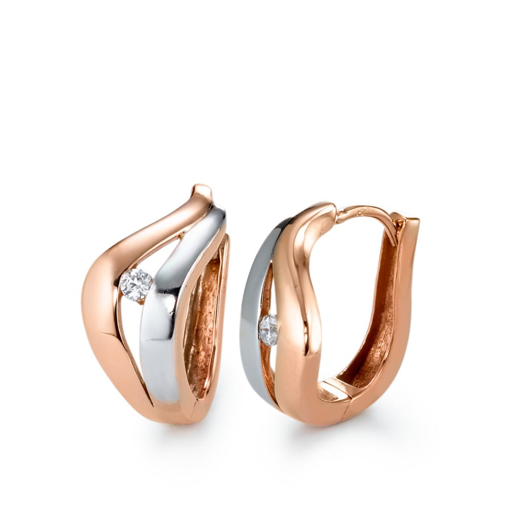 Klappcreolen 375/9 K Rosegold Zirkonia 2 Steine bicolor