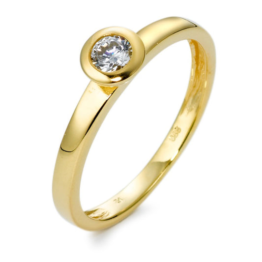 Anello solitario Oro giallo 375/9K Zirconia Ø5 mm