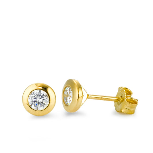 Clous d'oreilles Or jaune 9K Zircone 2 Pierres Ø6 mm