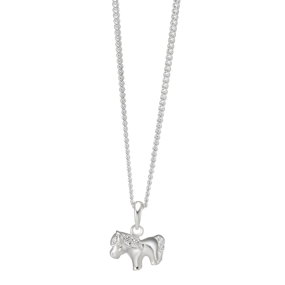 Chaînette avec pendentif Argent Zircone 5 Pierres Cheval 36 cm