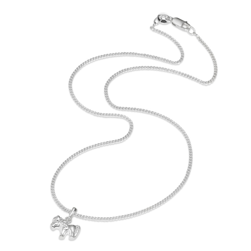 Chaînette avec pendentif Argent Zircone 5 Pierres Cheval 36 cm