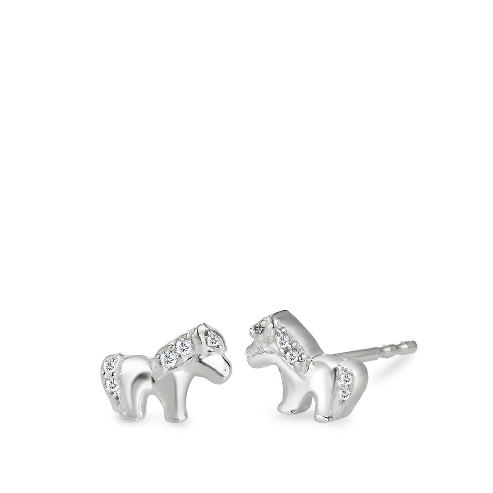 Orecchini a bottone Argento Zirconia 10 pietra Cavallo