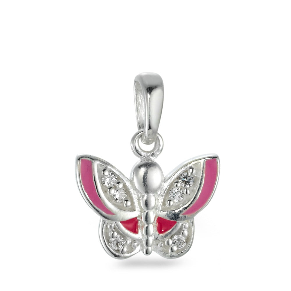 Pendentif Argent Zircone Laqué Papillon