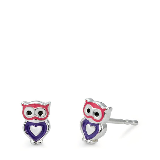 Clous d'oreilles Argent Laqué Hibou