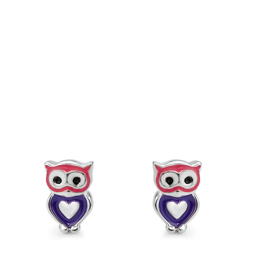 Clous d'oreilles Argent Laqué Hibou