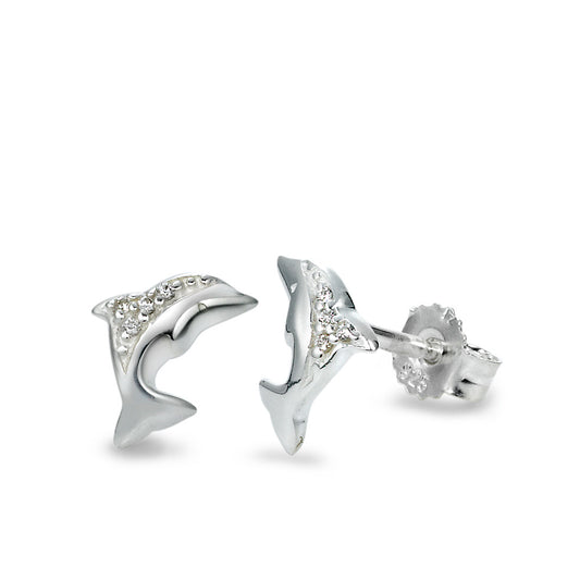 Clous d'oreilles Argent Zircone Dauphin