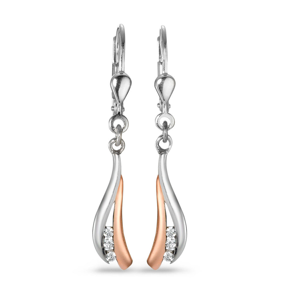 Pendant d'oreilles Argent Zircone 6 Pierres rosé Plaqué or