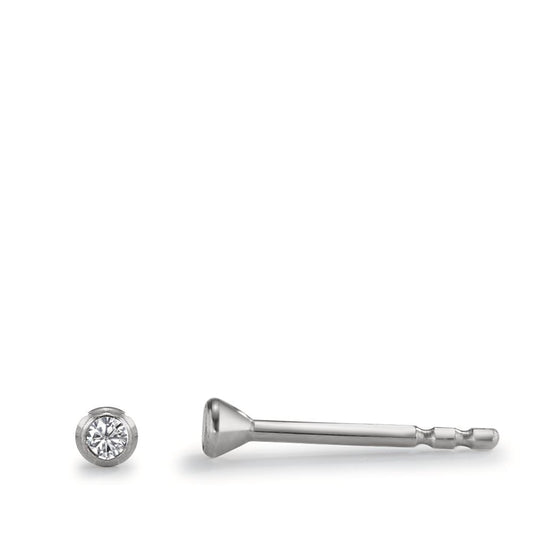 Clous d'oreilles Argent Zircone 2 Pierres Rhodié Ø2 mm