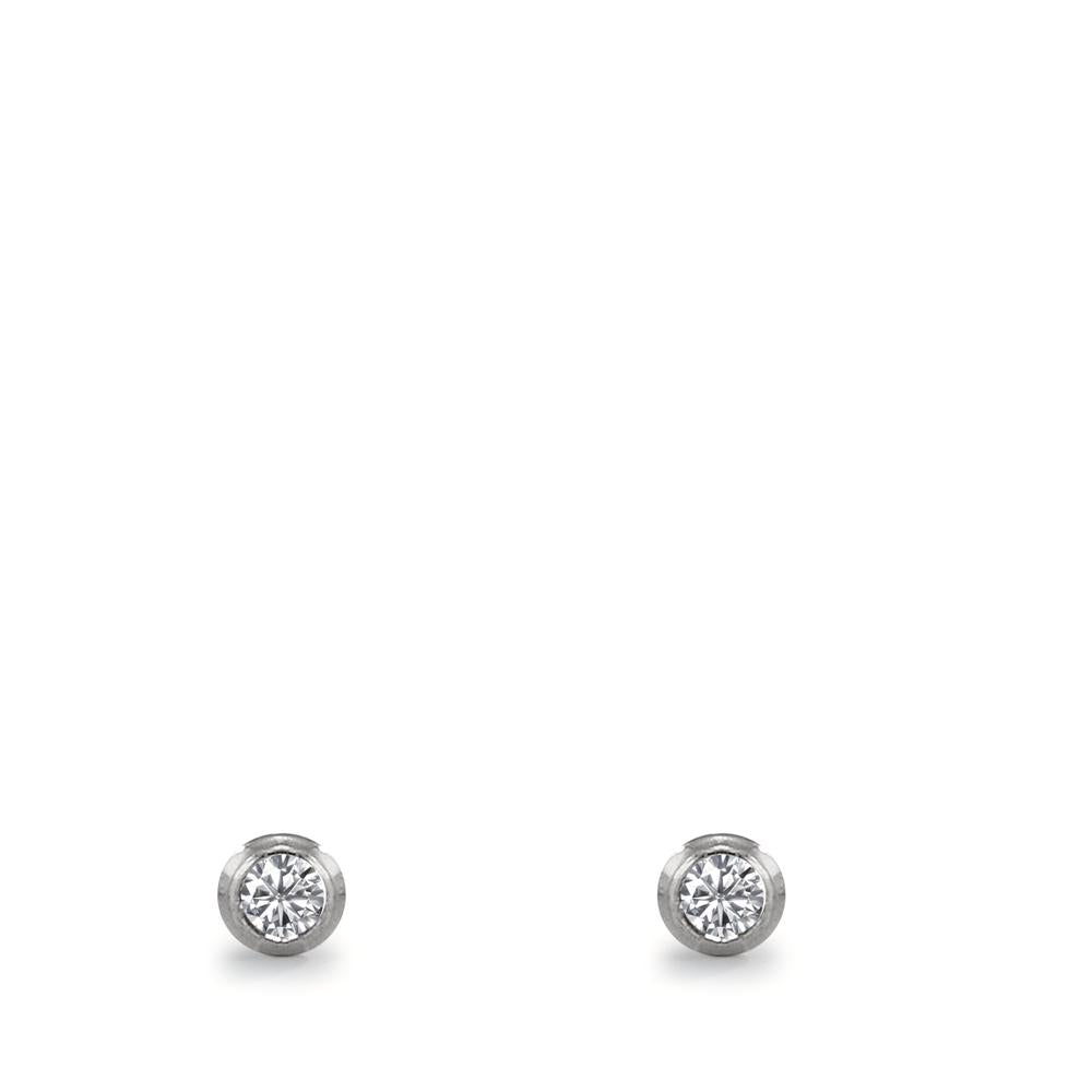 Clous d'oreilles Argent Zircone 2 Pierres Rhodié Ø2 mm