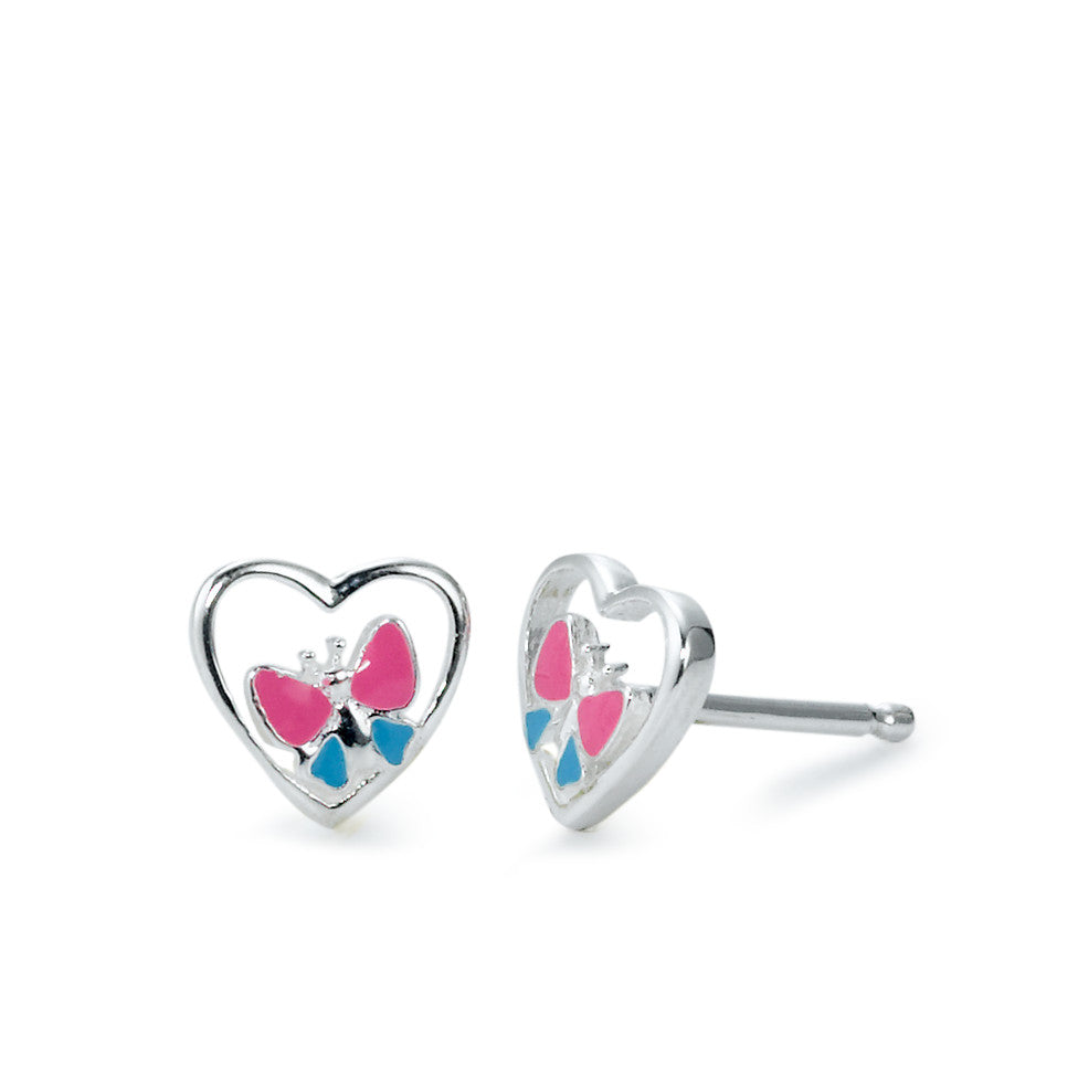 Clous d'oreilles Argent Laqué Papillon Ø8 mm