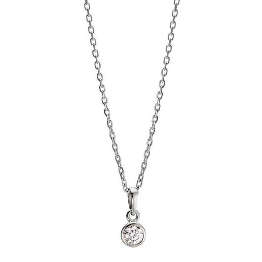 Chaînette avec pendentif Argent Zircone Rhodié 38-40 cm Ø5 mm