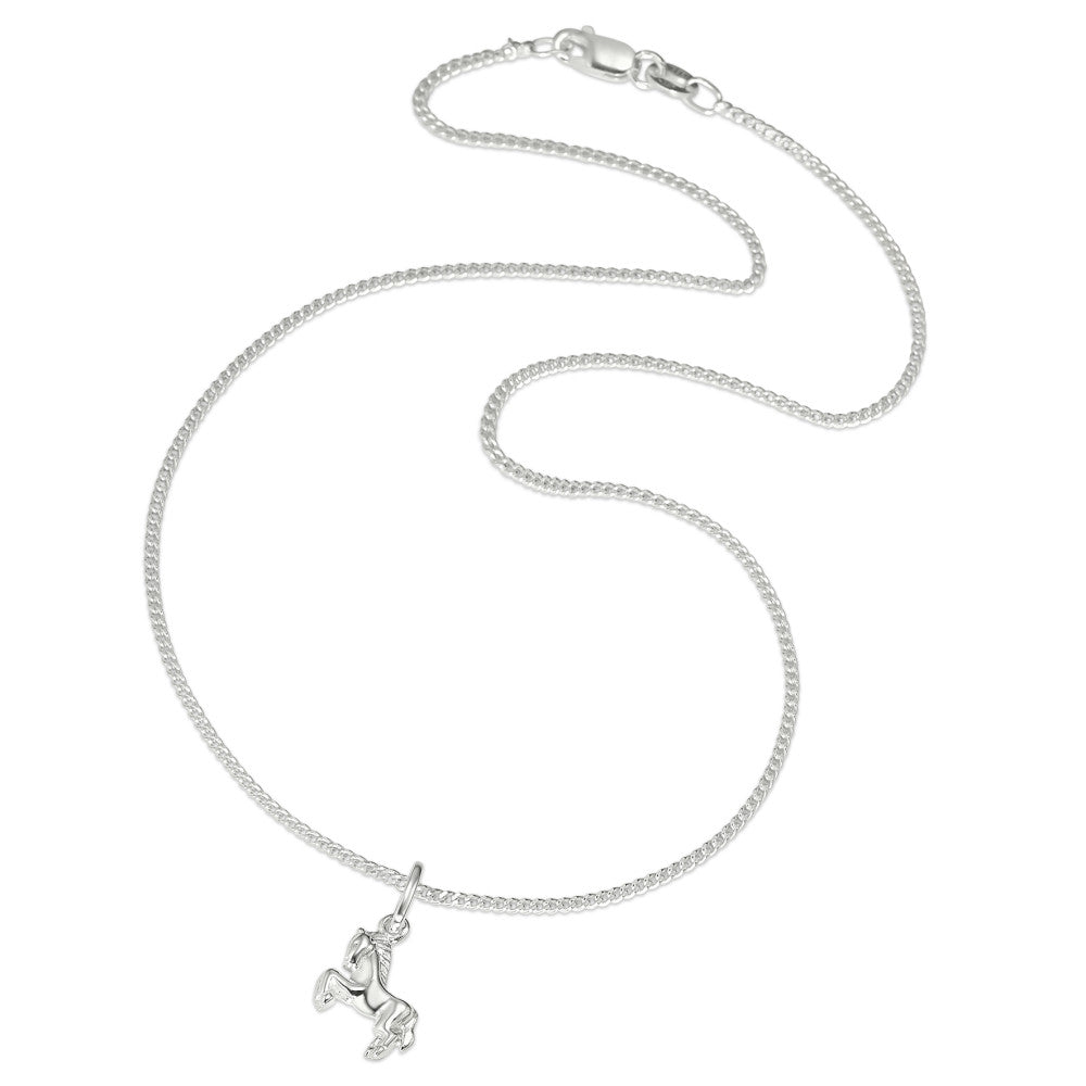 Chaînette avec pendentif Argent Rhodié Cheval 36 cm