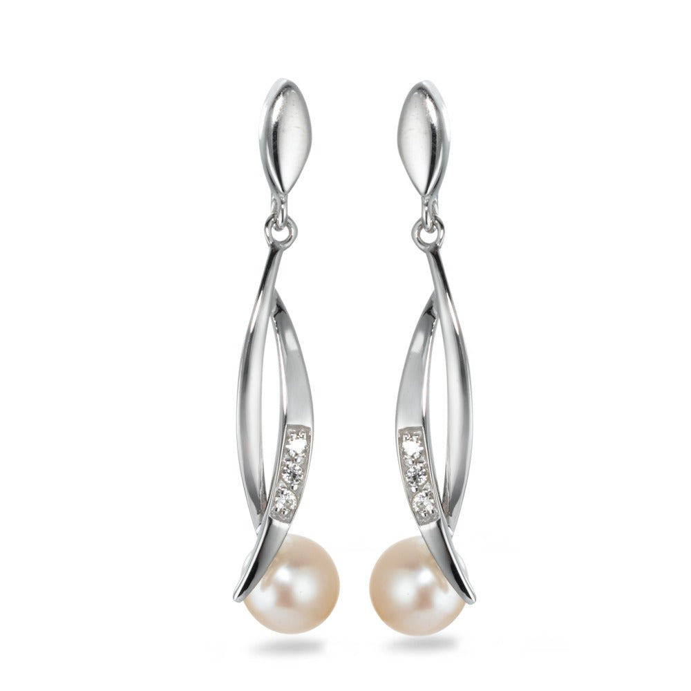 Pendant d'oreilles Or blanc 9K perle d'eau douce