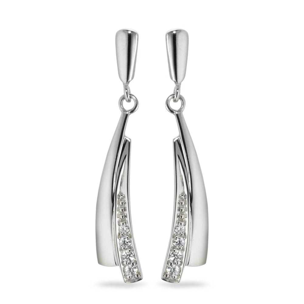 Pendant d'oreilles Or blanc 9K Zircone 8 Pierres