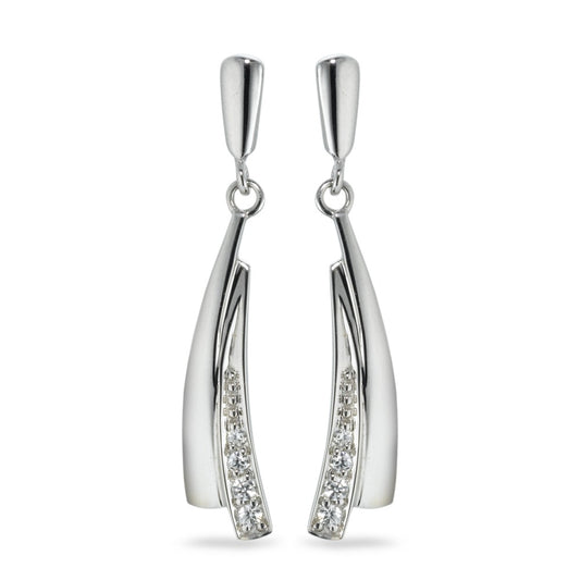 Pendant d'oreilles Or blanc 9K Zircone 8 Pierres