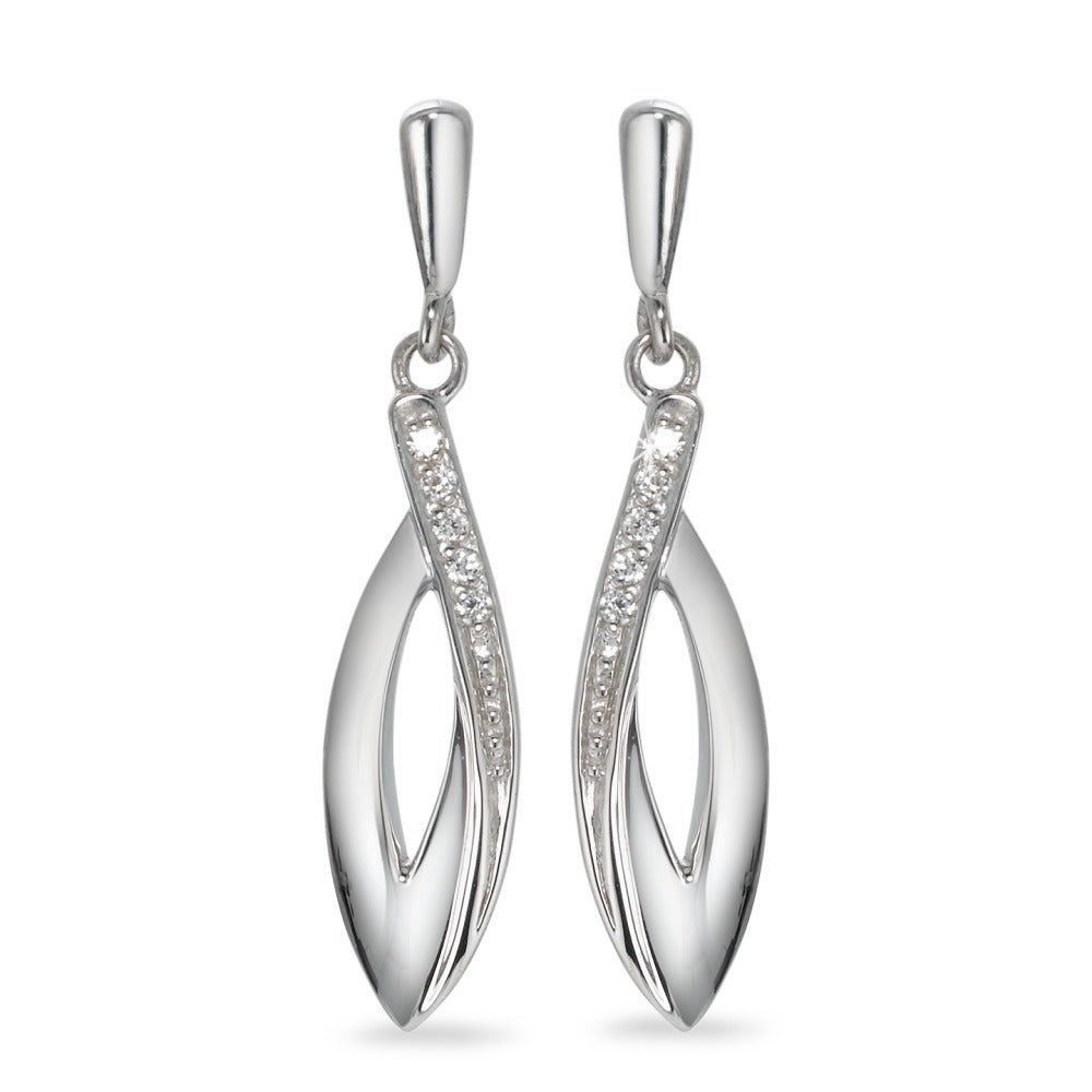 Pendant d'oreilles Or blanc 9K Zircone 10 Pierres