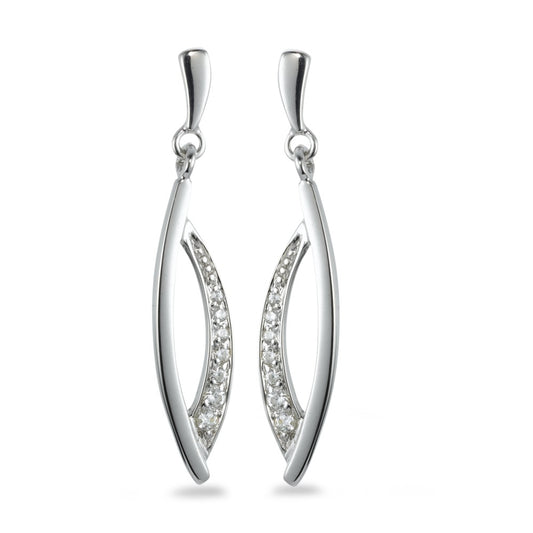 Pendant d'oreilles Or blanc 9K Zircone 14 Pierres