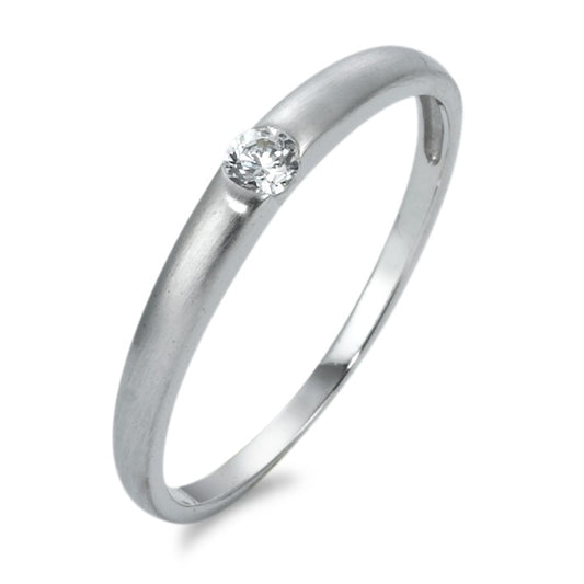 Bague solitaire Or blanc 9K Zircone