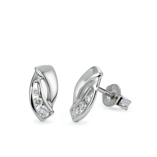 Clous d'oreilles Or blanc 18K Diamant 0.13 ct, 6 Pierres, w-si