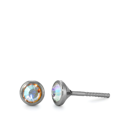 Clous d'oreilles Titane Zircone 2 Pierres Ø5 mm