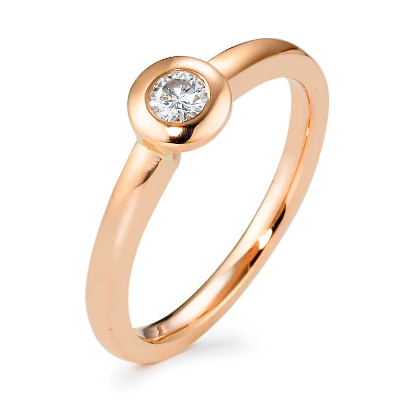 Anello solitario Oro rosa 585/14 kt Diamante 0.15 ct, w-si