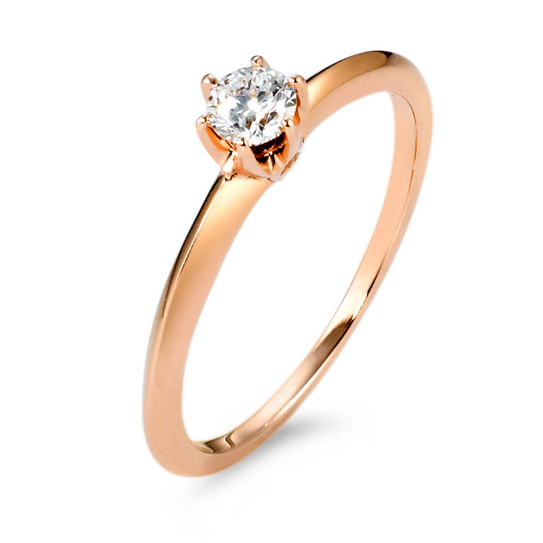 Bague solitaire Or rose 14K Diamant 0.20 ct, w-si