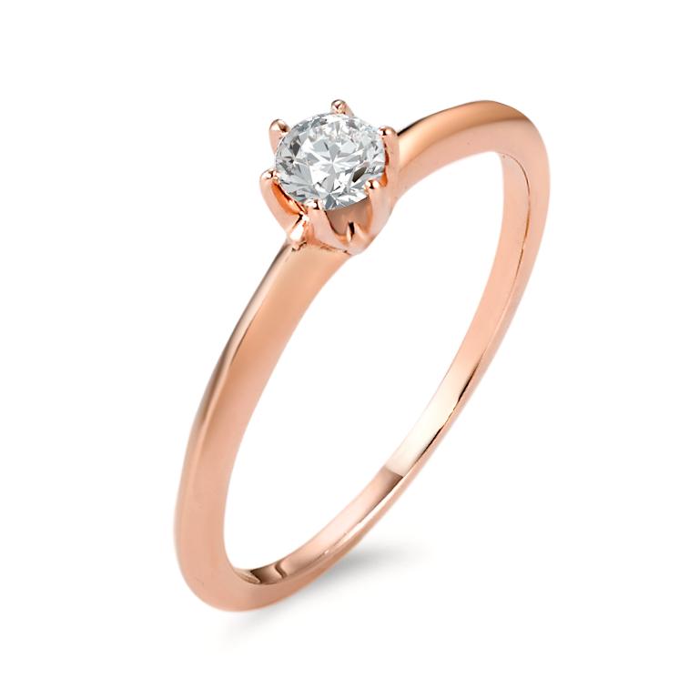 Bague solitaire Or rose 14K Diamant 0.20 ct, w-si