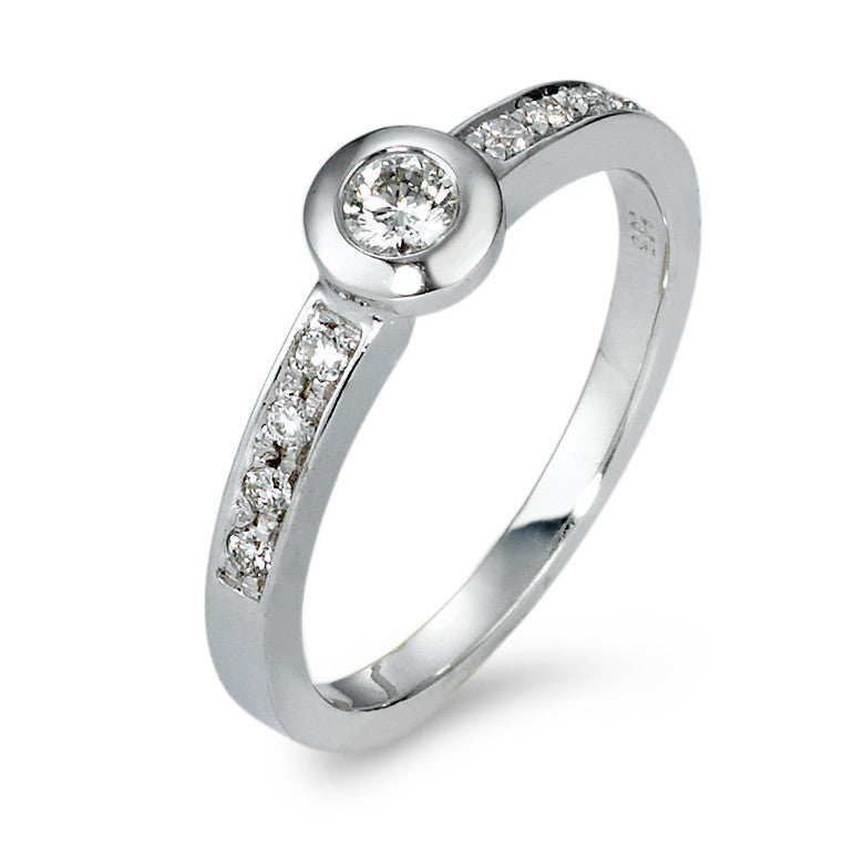 Bague solitaire Or blanc 14K Diamant 0.25 ct, 9 Pierres, w-si