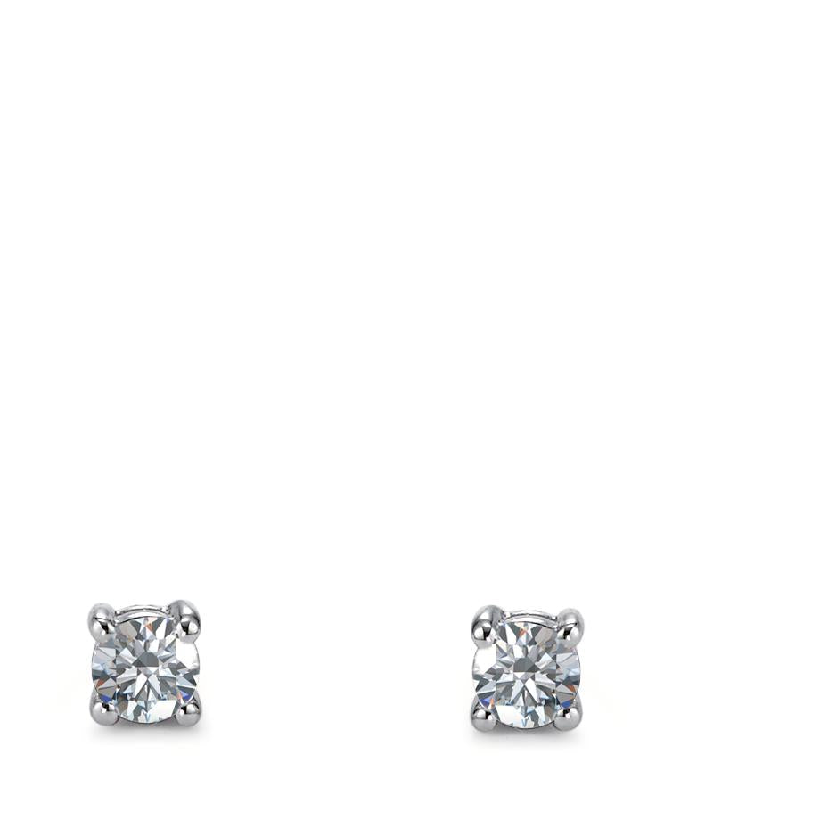 Clous d'oreilles Or blanc 18K Diamant 0.24 ct, 2 Pierres, w-si Ø3.2 mm