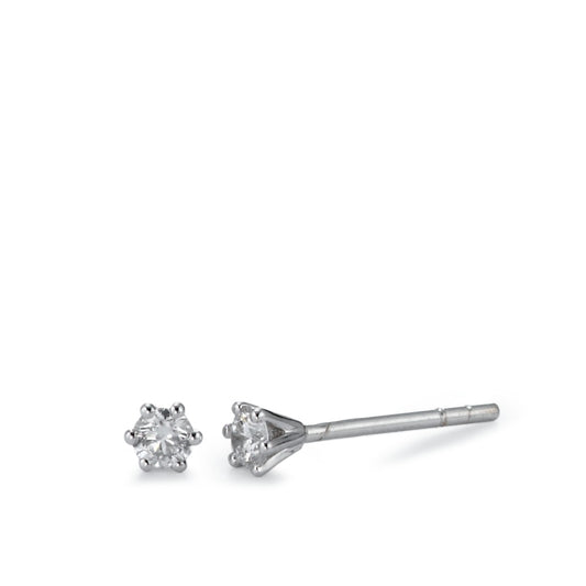 Clous d'oreilles Or blanc 18K Diamant 0.15 ct, 2 Pierres, w-si Ø3 mm