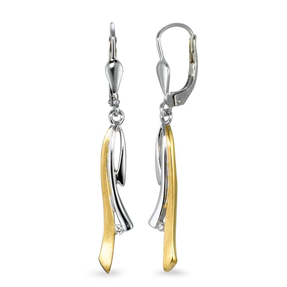 Orecchini Oro bianco 750/18 carati, Oro giallo 750/18 carati Diamante 0.03 ct, 2 pietra, w-si