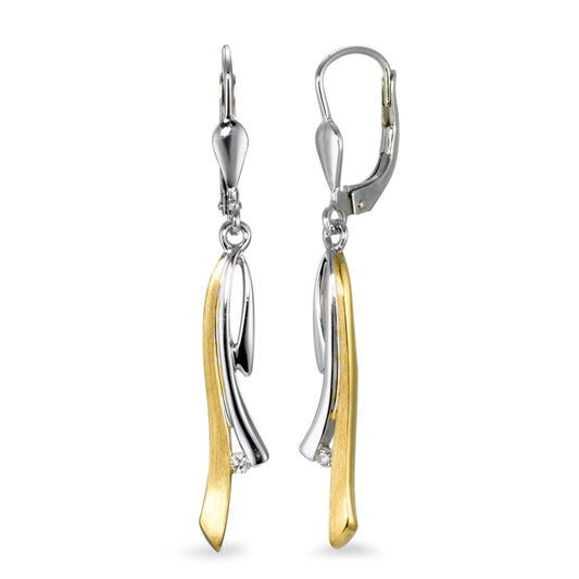 Pendant d'oreilles Or blanc 18K, Or jaune 18K Diamant 0.03 ct, 2 Pierres, w-si