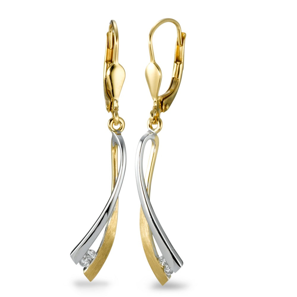 Pendant d'oreilles Or blanc 18K, Or jaune 18K Diamant 0.06 ct, 4 Pierres, w-si