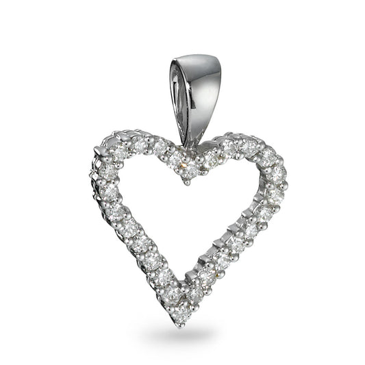 Pendentif Or blanc 18K Diamant 0.31 ct, 26 Pierres, w-si Coeur Ø14 mm