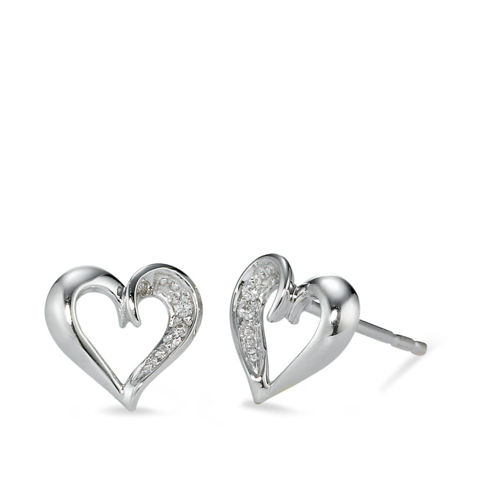 Clous d'oreilles Or blanc 18K Diamant 0.02 ct, 2 Pierres, w-si