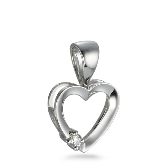 Pendentif Or blanc 18K Diamant 0.02 ct, w-si Coeur Ø9 mm