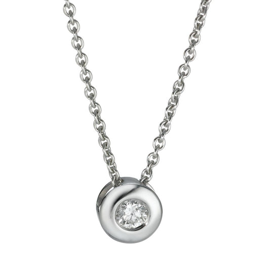 Chaînette avec pendentif Or blanc 18K Diamant 0.08 ct, w-si 42-45 cm Ø5.5 mm