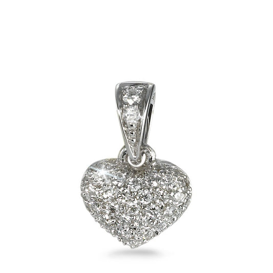 Ciondolo Oro bianco 750/18 carati Diamante 0.14 ct, 42 pietra, w-si Cuore Ø6 mm