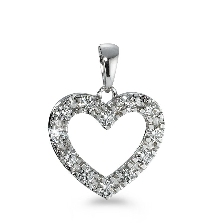 Ciondolo Oro bianco 750/18 carati Diamante 0.60 ct, 12 pietra, w-si Cuore Ø17 mm